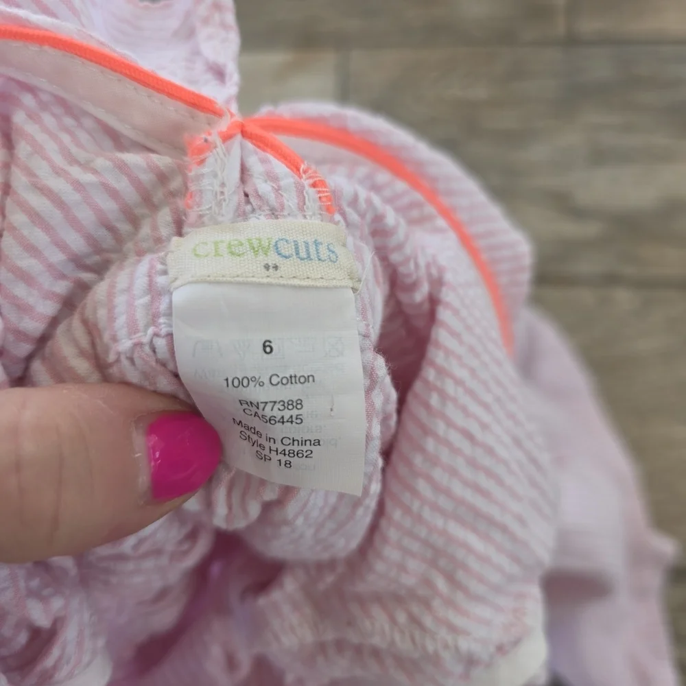 Crewcuts Light Pink Striped Ruffle Dress